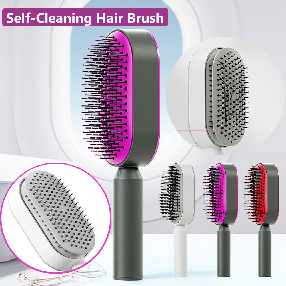 One-Click Self-Cleaning Scalp Massage Brush, Pain-Free Detangler & Anti-Static Hair Loss Rescue